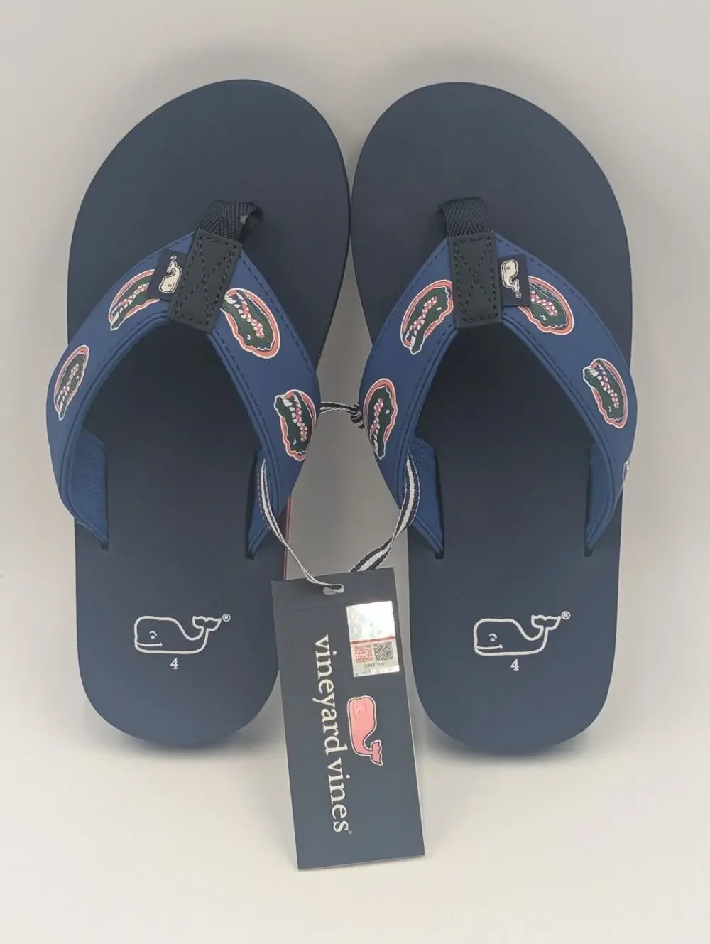 Vineyard Vines Florida Gators Youth Size 4 Flip Flops Sandals Game Day NWT